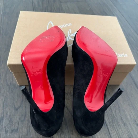 Christian Louboutin Cornielle Black Suede Heels - Picture 2 of 5